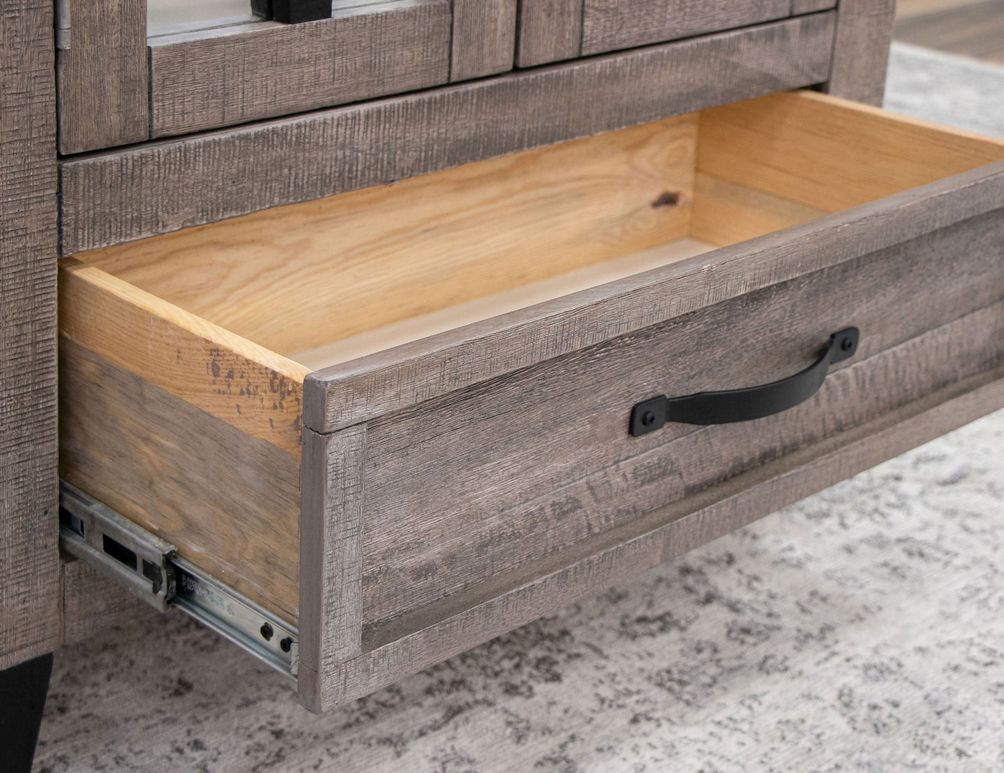 2 Door 1 Drawer Cabinet - Truffle Brown / Oil Black