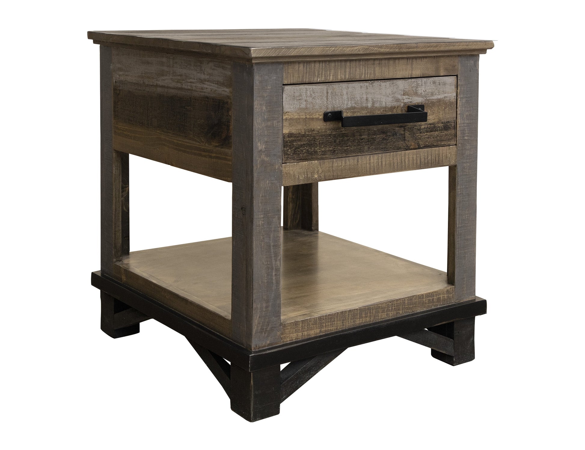 1 Drawer End Table - Two Tone Gray & Brown