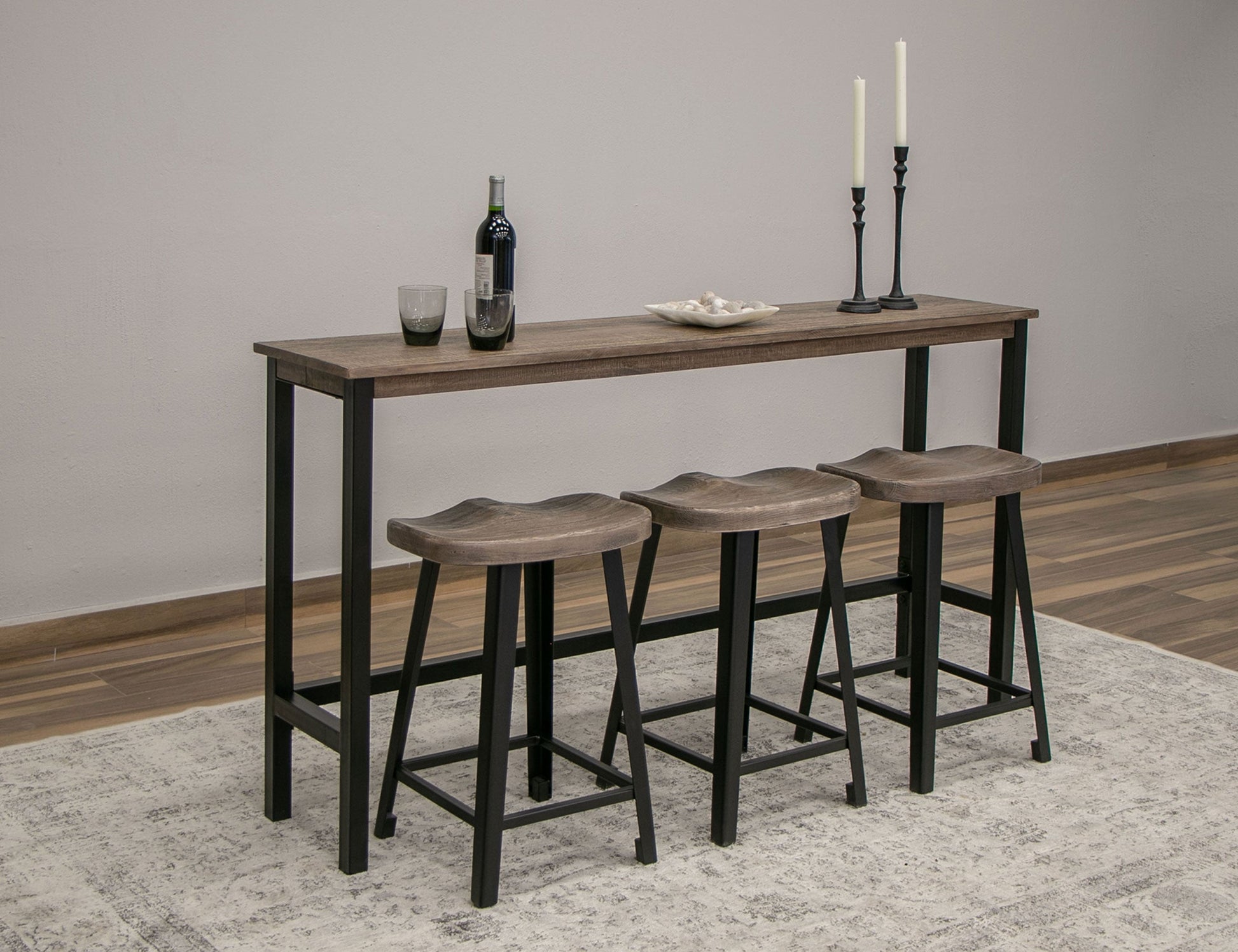 24" Wooden Stool - Truffle Brown / Oil Black