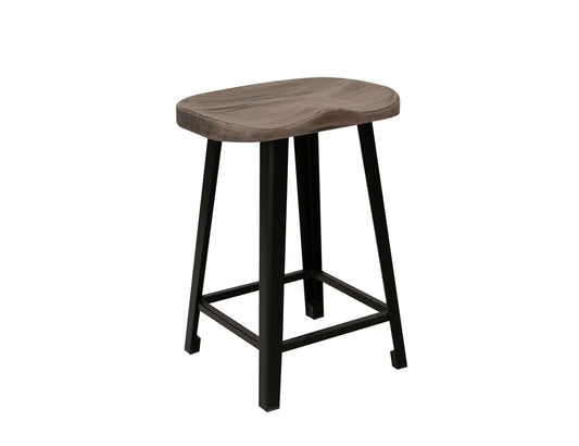 24" Wooden Stool - Truffle Brown / Oil Black