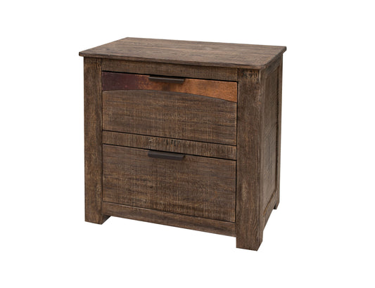2 Drawer Nightstand - Charred Brown
