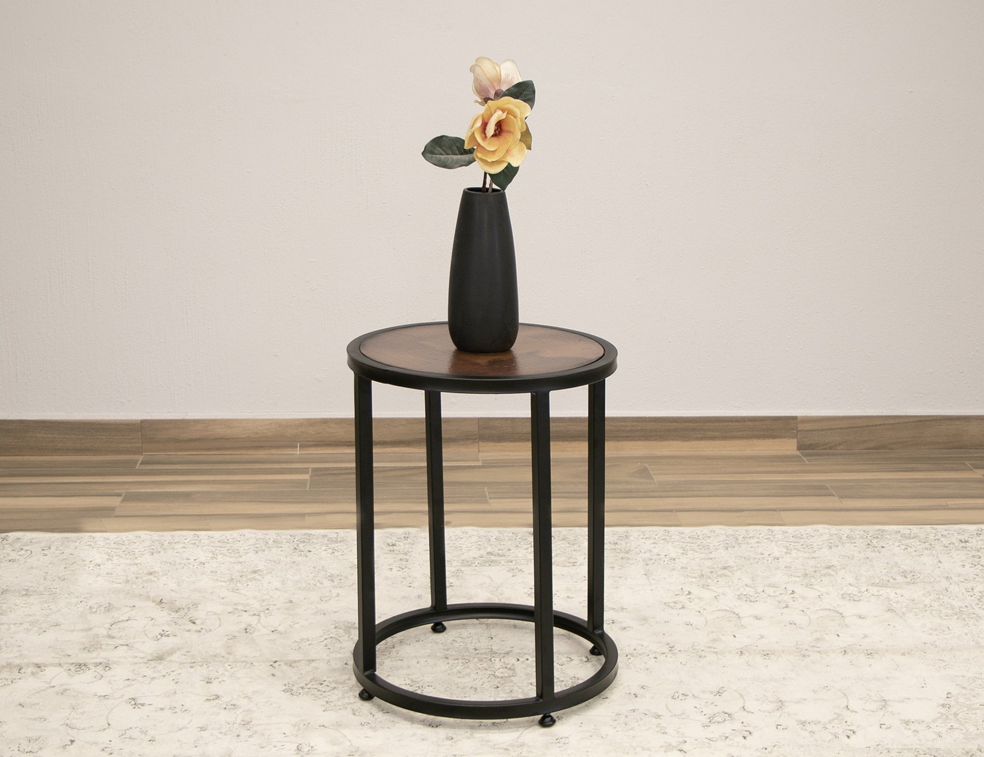 Copper Top & Iron Base End Table - Charred Brown