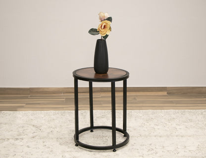 Copper Top & Iron Base End Table - Charred Brown