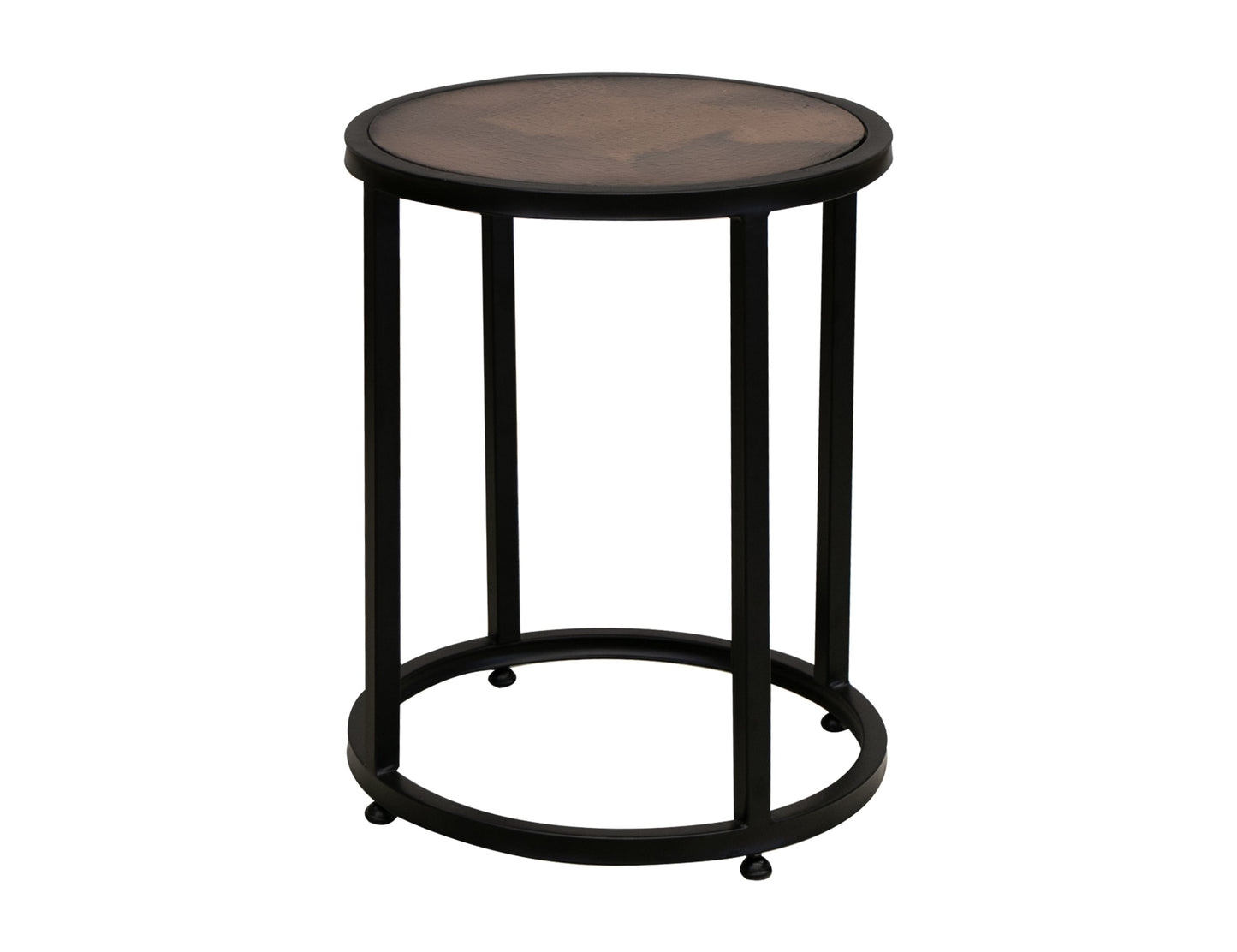 Copper Top & Iron Base End Table - Charred Brown