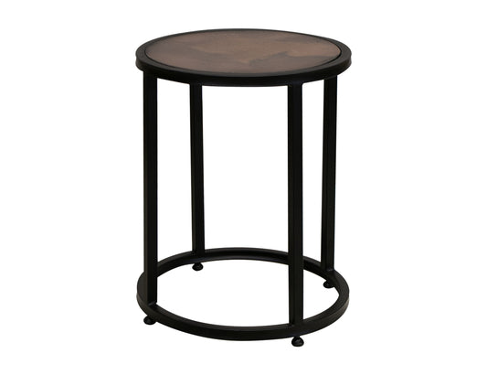 Copper Top & Iron Base End Table - Charred Brown