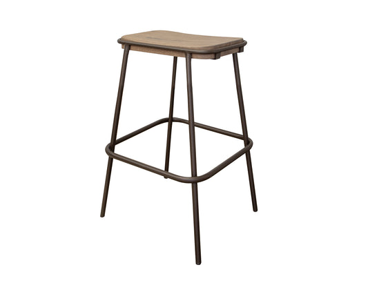Metal Frame Wooden Seat 24" Stool - Brown Cappuccino