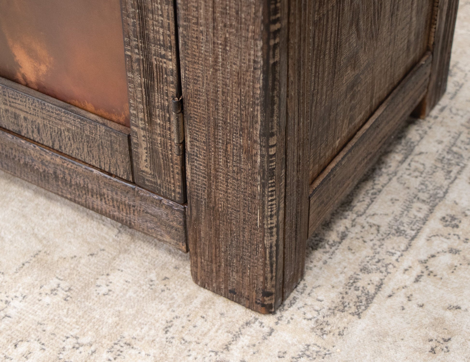 4 Copper-Paneled TV Stand - Charred Brown