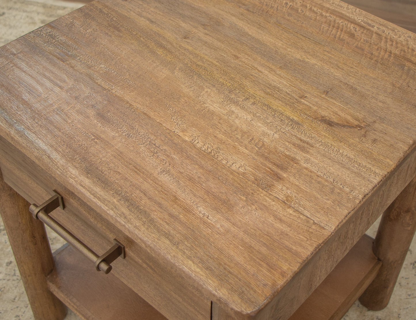 1 Drawer Chairside Table - Towny Brown