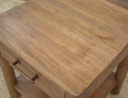 1 Drawer Chairside Table - Towny Brown