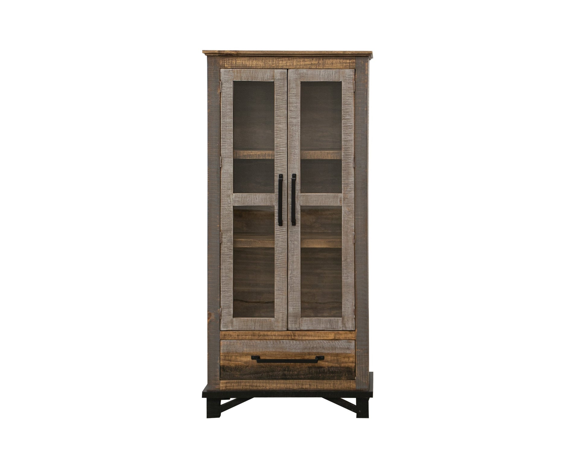 1 Drawer, 2 Doors Cabinet - Two tone Gray & Brown