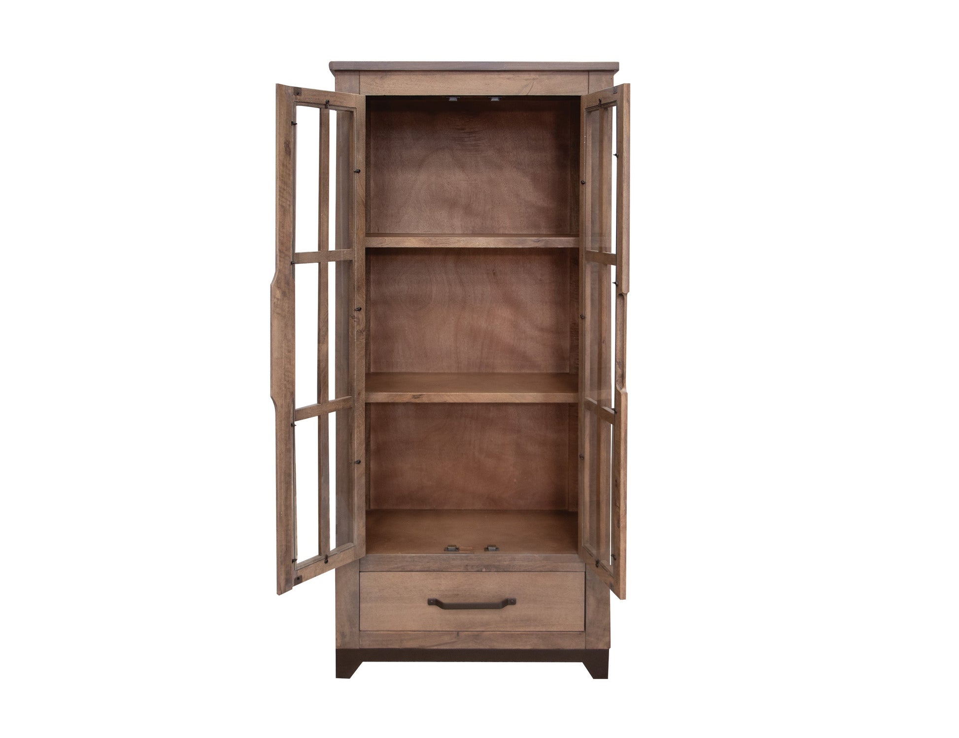 2 Glass Door 1 Drawer Cabinet - Brown cappuccino