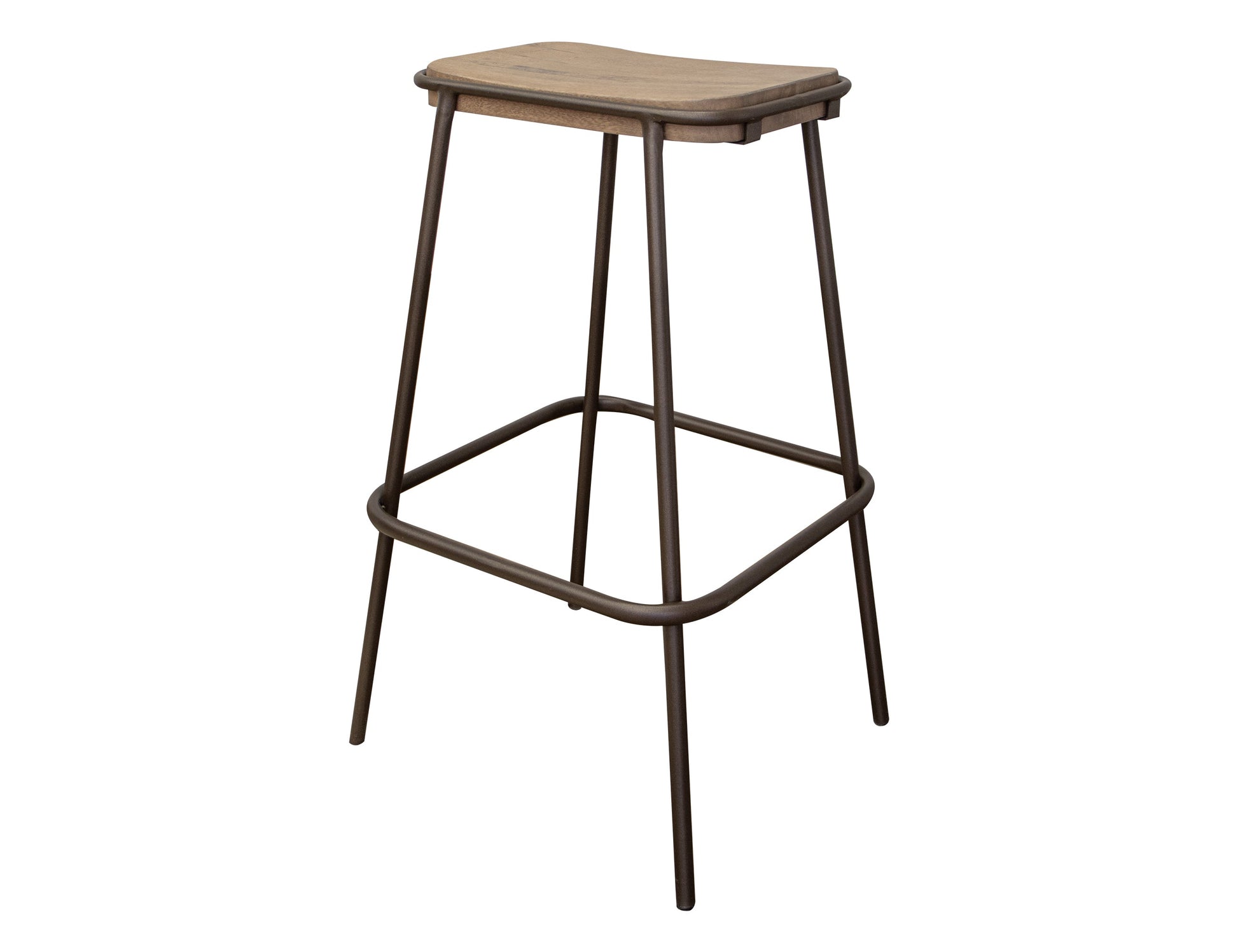 Metal Frame Wooden Seat 30" Stool - Brown Cappuccino