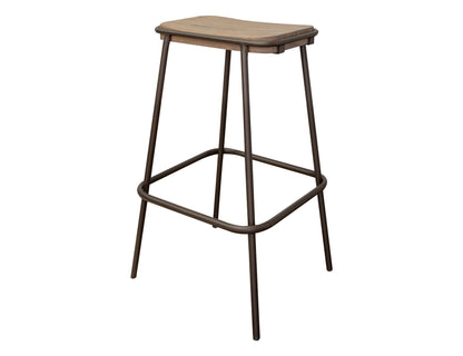 Metal Frame Wooden Seat 30" Stool - Brown Cappuccino