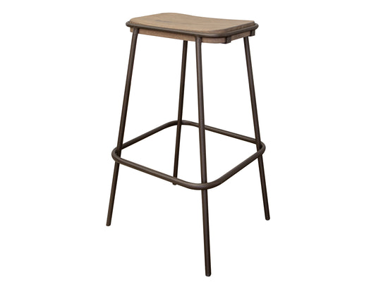 Metal Frame Wooden Seat 30" Stool - Brown Cappuccino
