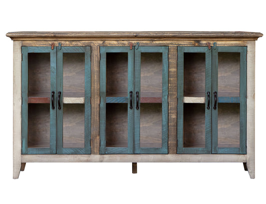 6 Glass Doors 73" Console - Multicolor