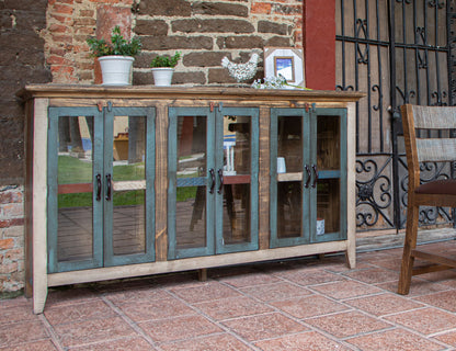 6 Glass Doors 73" Console - Multicolor