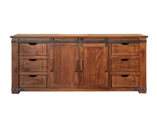 6 Drawer 2 Door 70" TV Stand - Cinnamon Brown