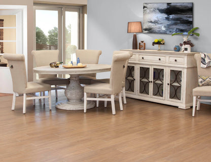 4 Glass Doors 3 Drawers Console - Ivory