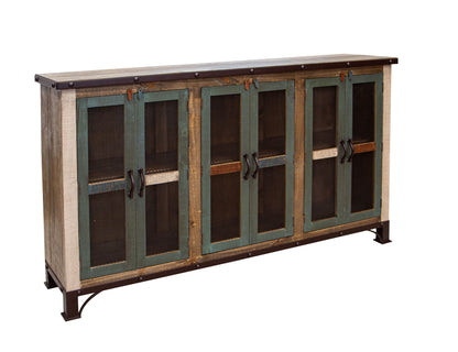 6 Iron Mesh Door 71" Console - Multicolor