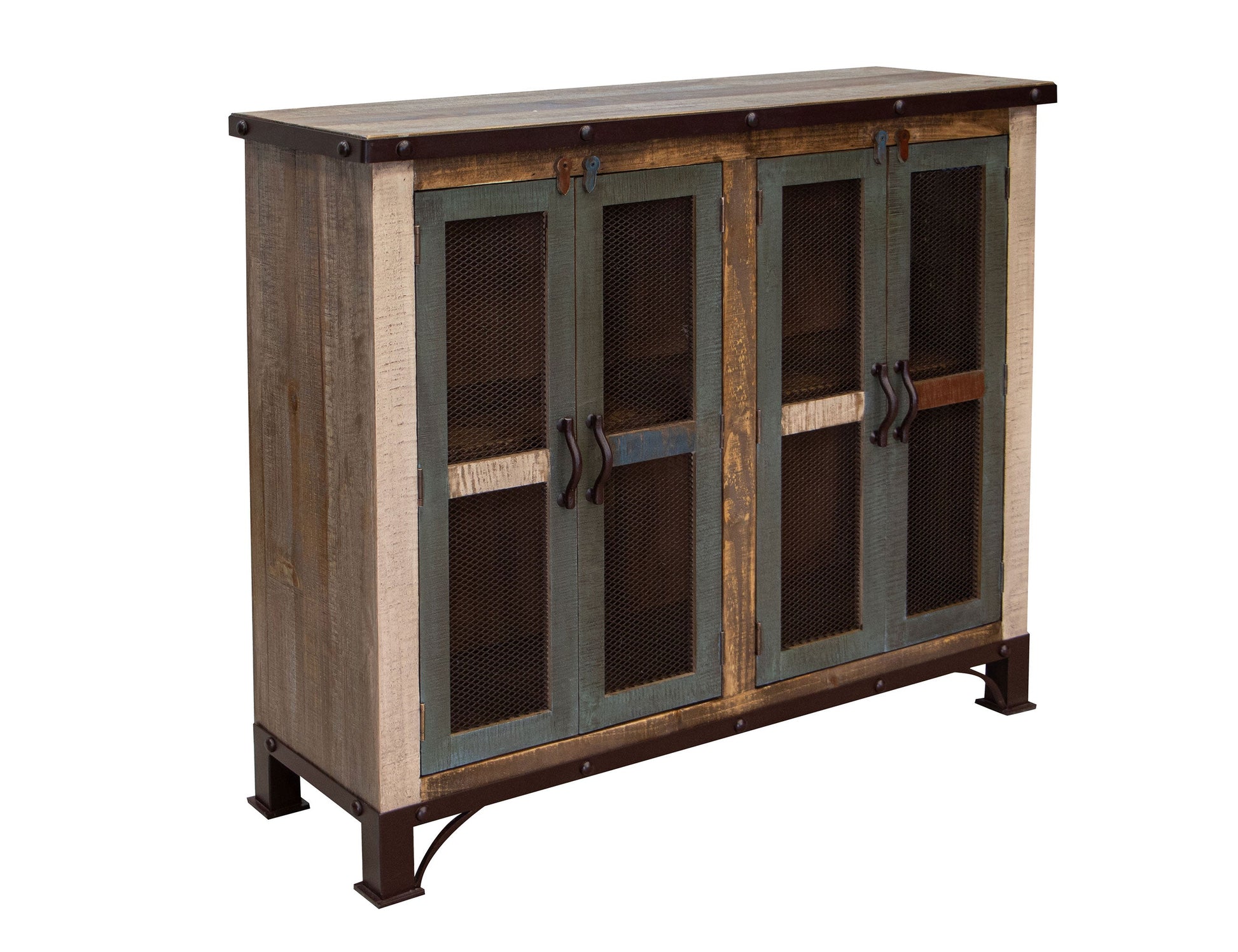 4 Iron Mesh Door 48" Console - Multicolor
