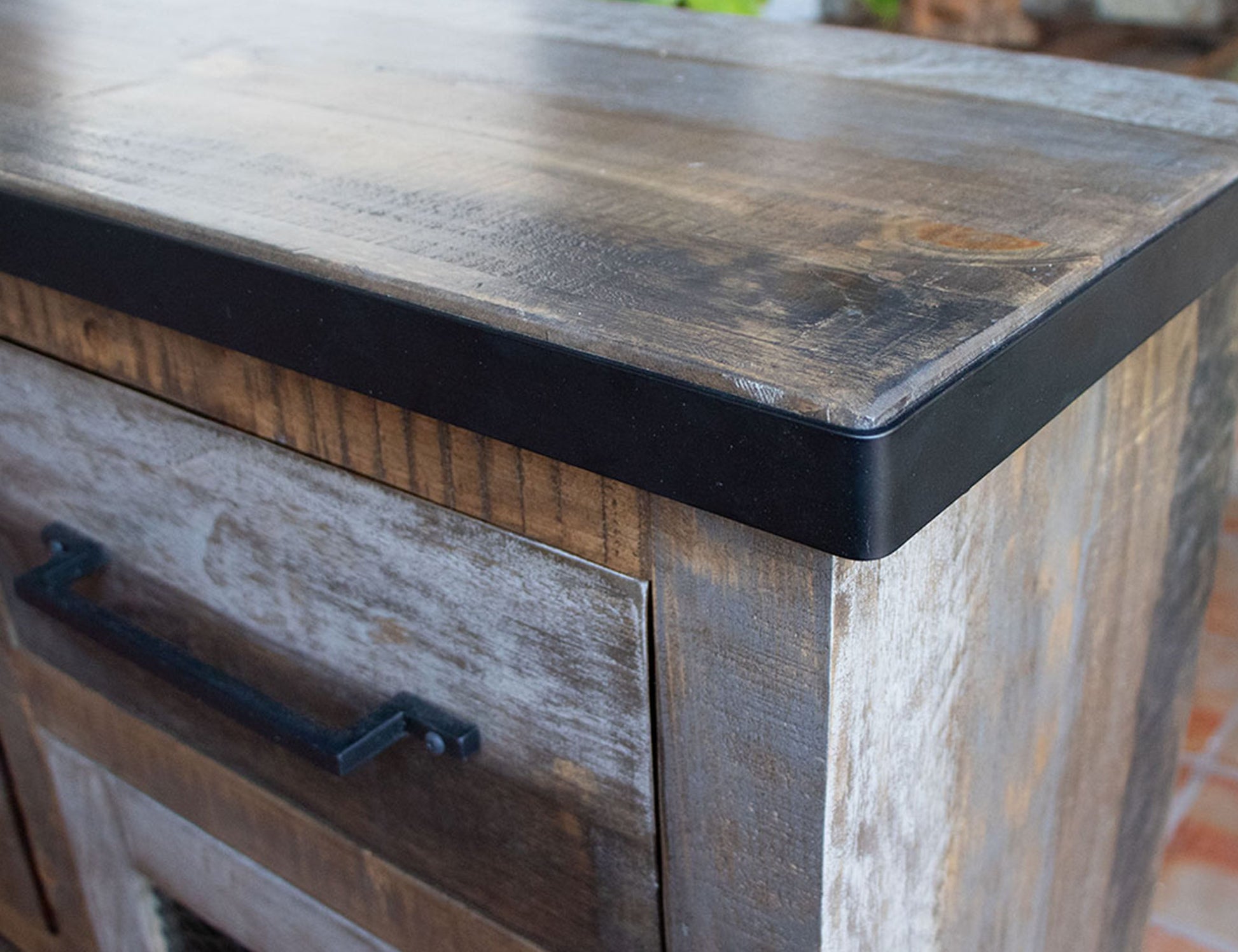 6 Drawer 2 Doors Buffet - Gray & Brown