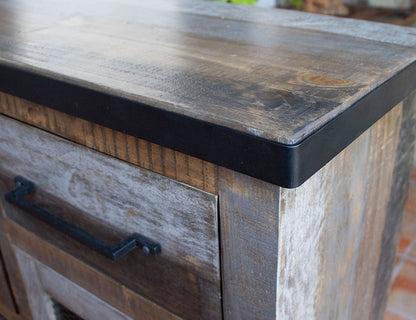 6 Drawer 2 Doors Buffet - Gray & Brown