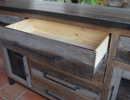 6 Drawer 2 Doors Buffet - Gray & Brown