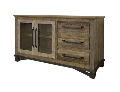 3 Drawer 2 Doors Buffet - Two Tone Gray & Brown