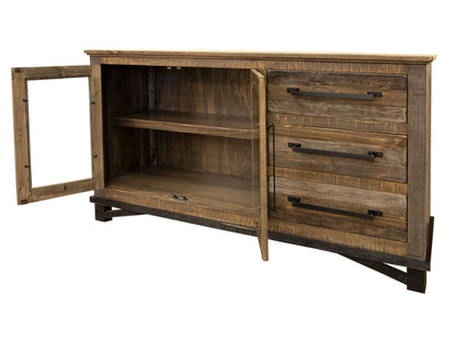 3 Drawer 2 Doors Buffet - Two Tone Gray & Brown