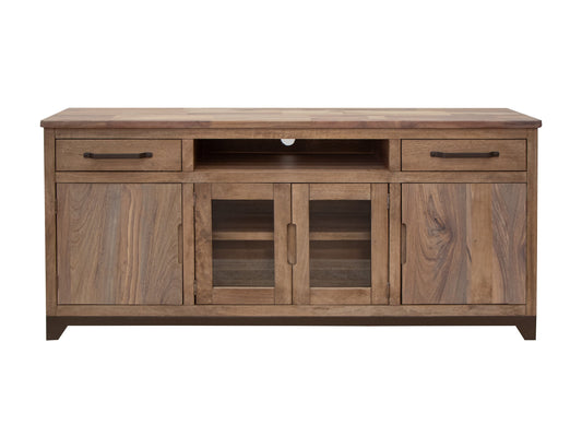 2 Drawer 2 Door 2 Glass Door 70" TV Stand - Brown Cappuccino