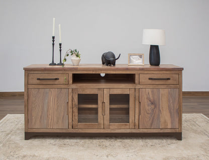 2 Drawer 2 Door 2 Glass Door 70" TV Stand - Brown Cappuccino