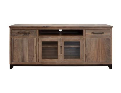 2 Drawer, 2 Door, 2 Glass Door 80" TV Stand - Brown Cappuccino