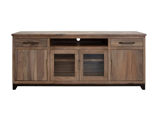 2 Drawer, 2 Door, 2 Glass Door 80" TV Stand - Brown Cappuccino