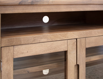 2 Drawer, 2 Door, 2 Glass Door 80" TV Stand - Brown Cappuccino
