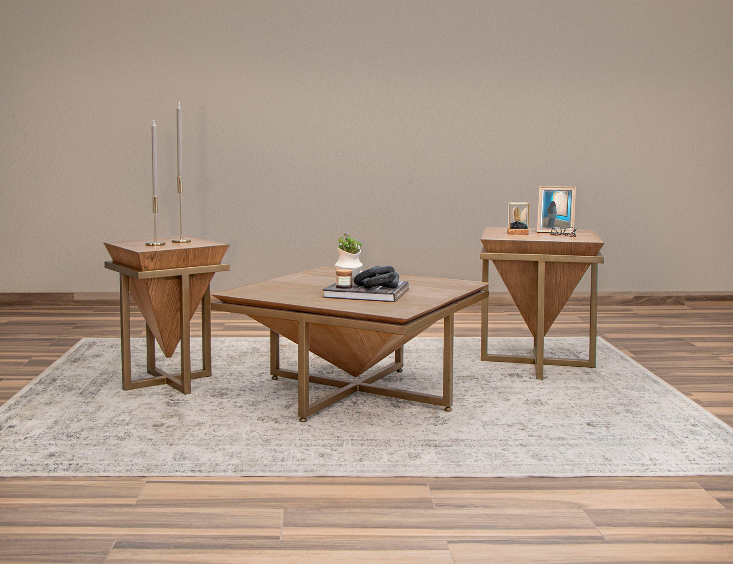 Metal Frame Chairside Table - Peanut