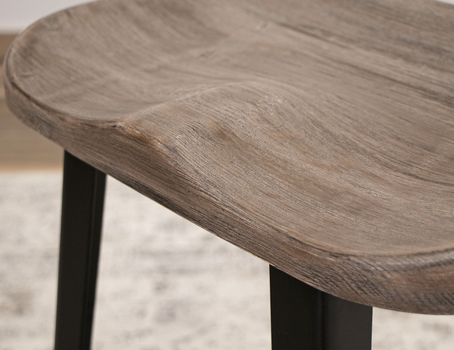 24" Wooden Stool - Truffle Brown / Oil Black