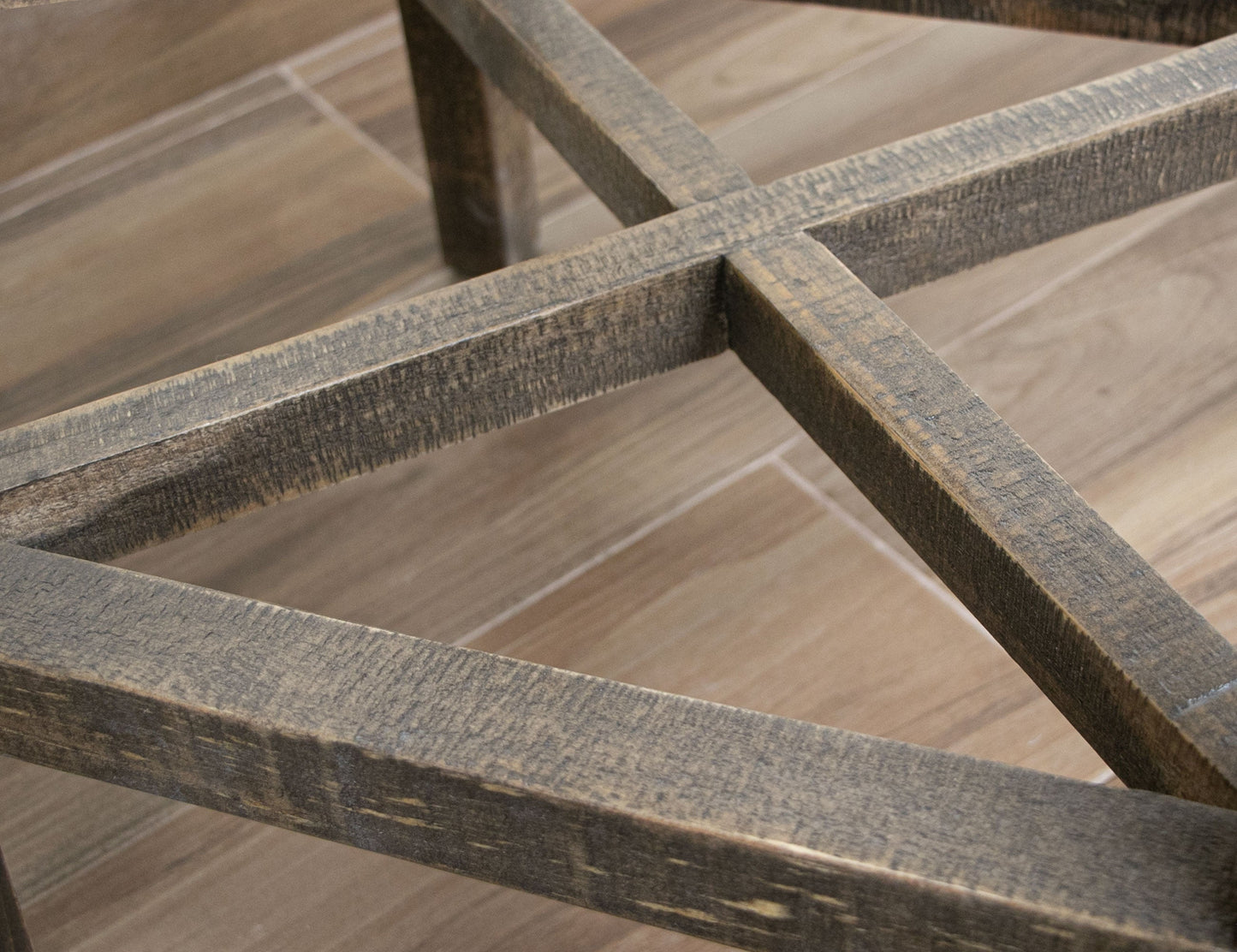24" Wooden Stool - Two Tone Gray & Brown