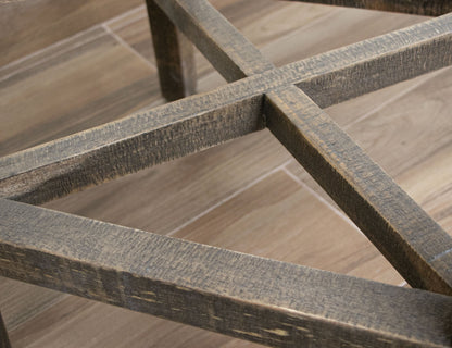24" Wooden Stool - Two Tone Gray & Brown
