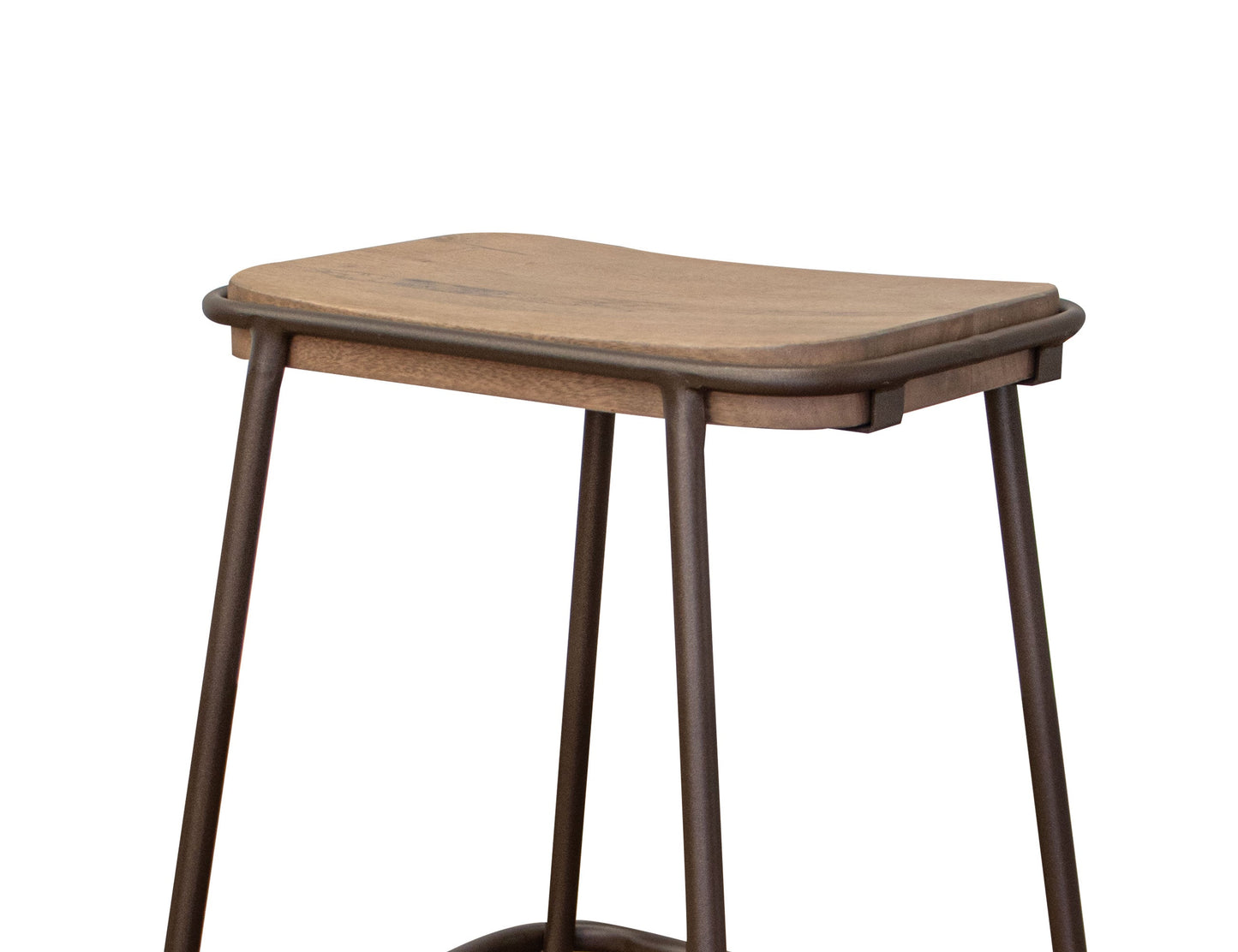 Metal Frame Wooden Seat 24" Stool - Brown Cappuccino