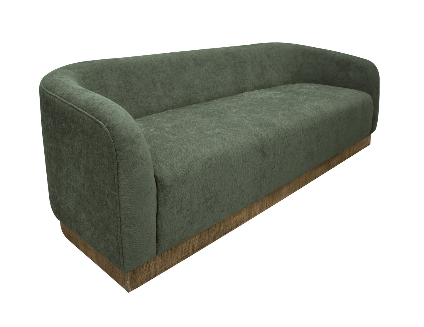 Wooden Frame & Base, Sofa - Olive Green