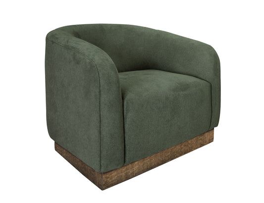 Wooden Frame & Base, Armchair - Olive Green