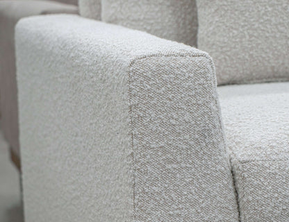 Metal & Wood Base, Loveseat - Light Cream