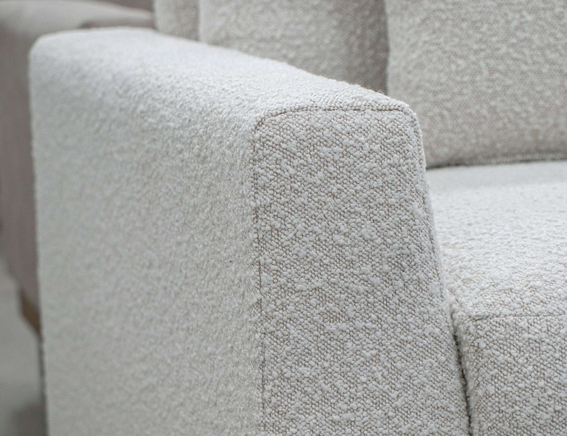 Metal & Wood Base, Sofa - Light Cream