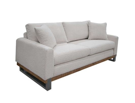 Metal & Wood Base, Loveseat - Light Cream