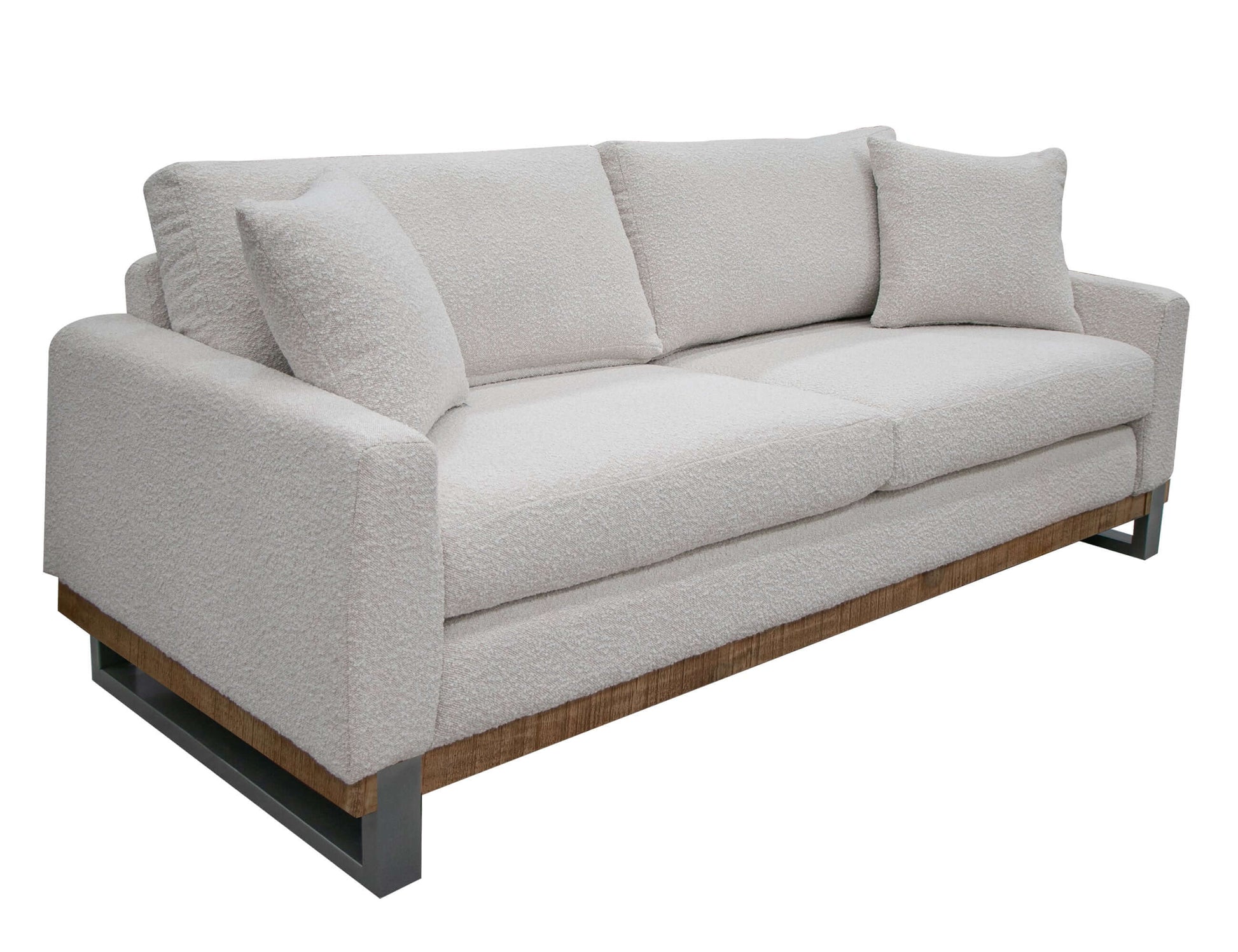 Metal & Wood Base, Sofa - Light Cream