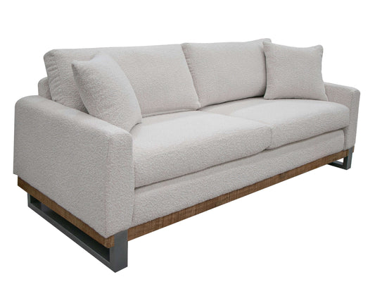 Metal & Wood Base, Sofa - Light Cream