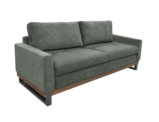 Metal & Wood Base, Loveseat - Olive Green