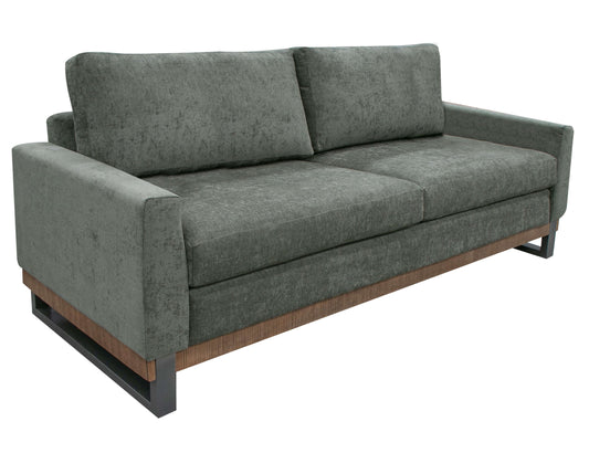Metal & Wood Base, Sofa - Olive Green