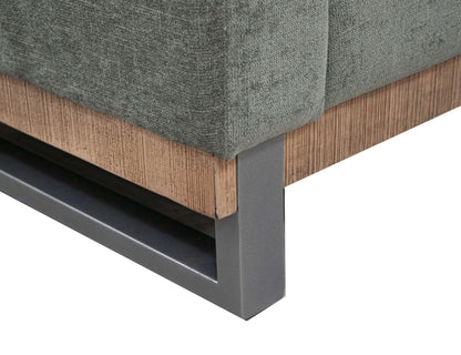 Metal & Wood Base, Loveseat - Olive Green