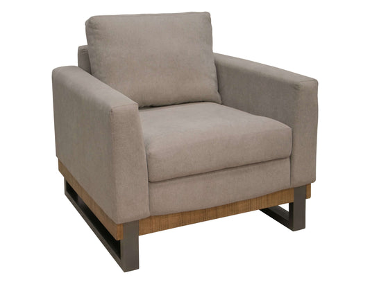 Metal & Wood Base, Armchair - Almond Gray